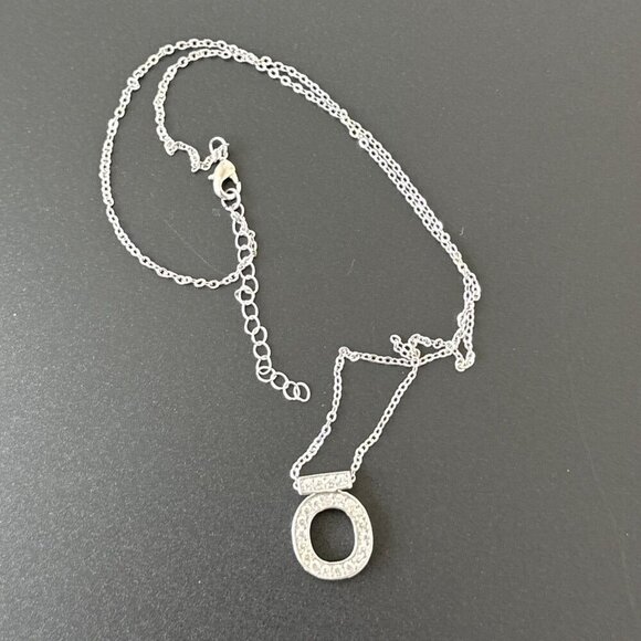 Sparkling Simulated Diamond Pendant Necklace Silver Tone Adjustable Length - Picture 3 of 4